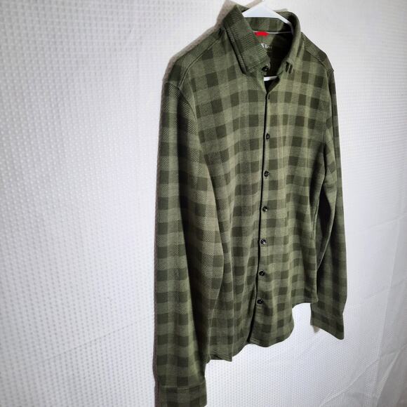 Stone Rose Small Dress Shirt Green Stretch Plaid Long Sleeve Hi-Tech Casual - Picture 2 of 5